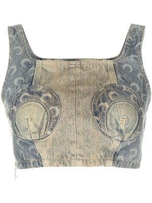 Marine Serre Regenerated bustier top - Blauw