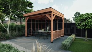 Trendhout Buitenverblijf Casa 375x330 cm - Combinatie 2- Plat dak- Hout- Trendhout