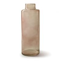 Bloemenvaas Willem - transparant beige glas - D11,5 x H32 cm - fles vorm vaas - thumbnail