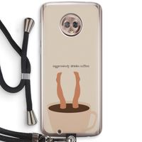 Aggressively drinks coffee: Motorola Moto G6 Transparant Hoesje met koord