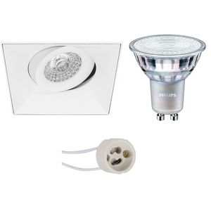 LED Spot Set - Pragmi Nivas Pro - GU10 Fitting - Inbouw Vierkant - Mat Wit - Trimless - Kantelbaar - 150mm - Philips - MASTER 927 36D VLE - 3.7W - Warm Wit 2200K-2700K - DimTone Dimbaar