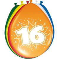 16x stuks Ballonnen versiering 16 jaar - thumbnail