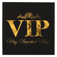 Santex VIP thema feest servetten - 10x stuks - 33 x 33 cm - papier - goud/zwart themafeest - Feestservetten - thumbnail