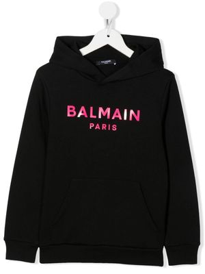 Balmain Kids hoodie à logo imprimé - Noir