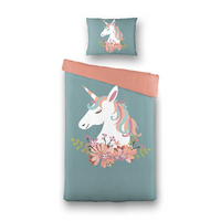 Kinderdekbedovertrek Magical Unicorn - 140x200 cm Roze - Dessin: Patroon - Fresh and Co Kids - Dekbed-Discounter.nl