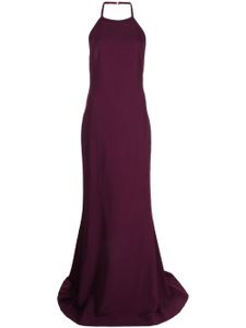 Elie Saab robe longue en soie à dos nu - Violet