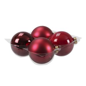 Bellatio Decorations Kerstballen - 4 st - rood - glas - 10 cm