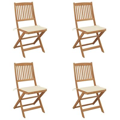 Tuinstoelen 4 st inklapbaar met kussens massief acaciahout