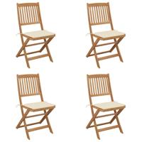 Tuinstoelen 4 st inklapbaar met kussens massief acaciahout