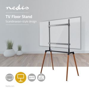 TV-vloerstandaard | 60 - 75 inch | maximaal 40 kg | Scandinavisch ontwerp | Zwart / Beuk