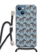 Zebra: iPhone 13 Transparant Hoesje met koord