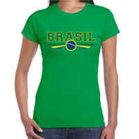 Brazilie / Brasil landen shirt met Braziliaanse vlag groen voor dames 2XL  -