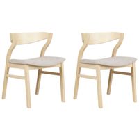 Beliani MAROA - Eetkamerstoel-Lichte houtkleur-Polyester, Multiplex, Rubberhout