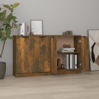 Dressoirs 2 st 60x30x70 cm bewerkt hout gerookt eikenkleurig