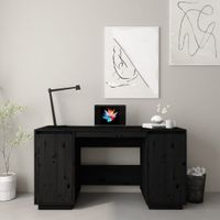 Bureau 140x50x75 cm massief grenenhout zwart