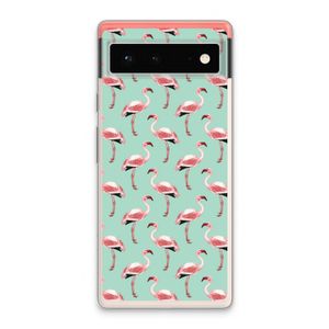 Flamingoprint groen: Google Pixel 6 Transparant Hoesje