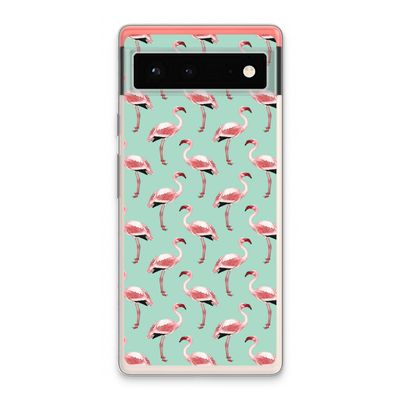 Flamingoprint groen: Google Pixel 6 Transparant Hoesje