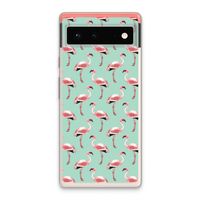 Flamingoprint groen: Google Pixel 6 Transparant Hoesje