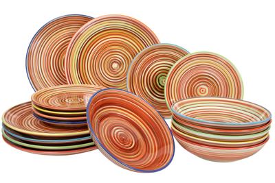 Cookinglife Serviesset Rhythm & Lines 18-delig / 6 personen - 6 dinerborden, 6 ontbijtborden en 6 diepe borden