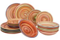 Cookinglife Serviesset Rhythm & Lines 18-delig / 6 personen - 6 dinerborden, 6 ontbijtborden en 6 diepe borden