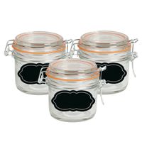 Weckpot/inmaakpot - 4x - 200 ml - glas - met beugelsluiting - incl. etiketten - thumbnail