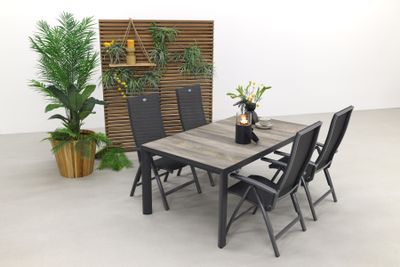 Hartman Valentino/Kings verstelbare tuinset antraciet - 180x100 cm.
