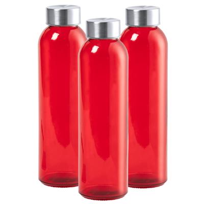 Waterfles/drinkfles AQUAMAN - 3x - glas - Rood - met RVS dop - 500 ml - Sportfles - Bidon