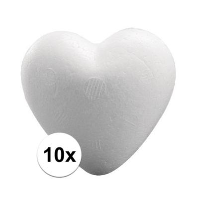 Piepschuim hobby vormen hartje - 10x - wit - van 12 cm - knutselen figuren