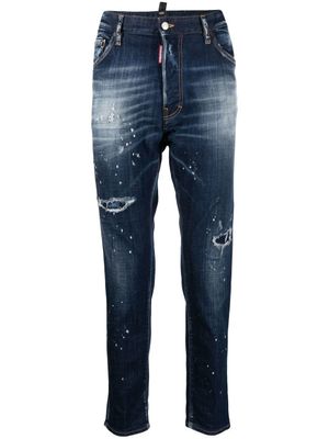 DSQUARED2 jean skinny effet-usé à taches de peinture - Bleu