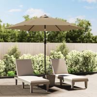 VidaXL Parasol met LED-verlichting en stalen paal 300 cm taupe