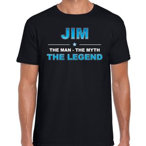 Naam cadeau t-shirt Jim - the legend zwart voor heren