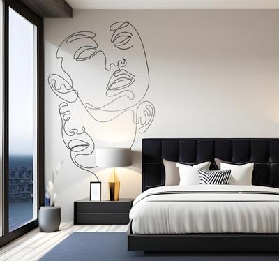 Abstracte gezichten slaapkamer muursticker