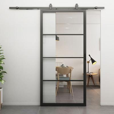 Loftdeur Stalen schuifdeur 4-vaks met helder glas Incl. schuifdeursysteem