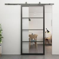 Loftdeur Stalen schuifdeur 4-vaks met helder glas Incl. schuifdeursysteem Loftdeur Stalen schuifdeur 4-vaks met helder glas Incl. schuifdeursysteem
