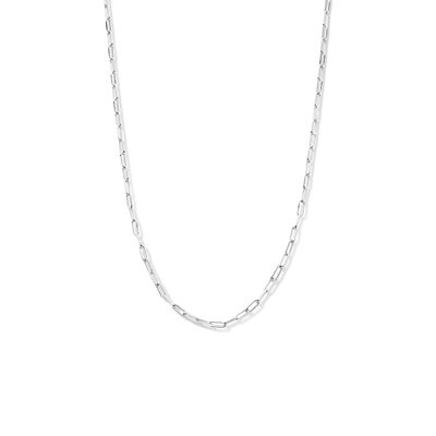 Ketting Zilver Paperclip Vierkante Buis 2,3 mm 41 + 4 cm