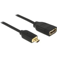DeLOCK micro hdmi > hdmi a adapter (zwart, 0,2 meter, 4k)