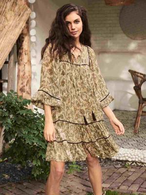 Jurk met paisley print en glitter details