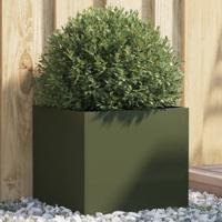 VidaXL Plantenbak 42x40x39 cm staal olijfgroen
