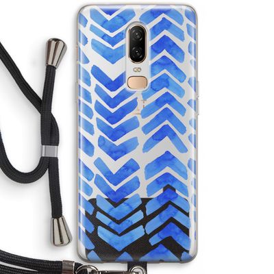 Blauwe pijlen: OnePlus 6 Transparant Hoesje met koord