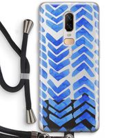 Blauwe pijlen: OnePlus 6 Transparant Hoesje met koord