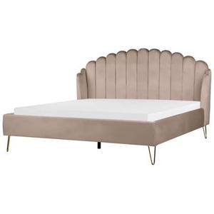 Beliani - AMBILLOU - Tweepersoonsbed - Taupe - 180 x 200 cm - Fluweel