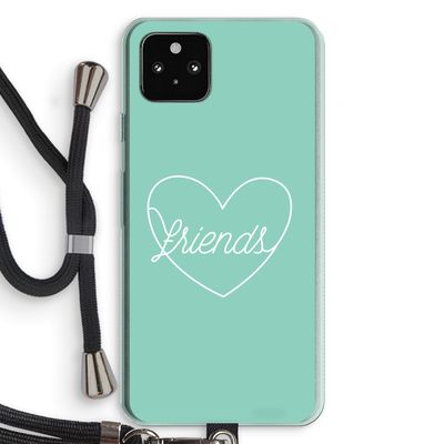 Friends heart pastel: Pixel 5a 5G Transparant Hoesje met koord