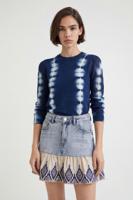Denim minirok met patch met ruches - BLUE - 42
