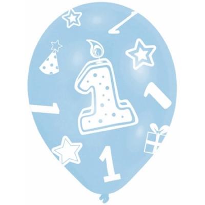 Amscan Verjaardagfeest ballon - 1 jaar - 12x stuks - blauw - leeftijd feest versiering