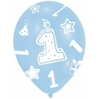 Amscan Verjaardagfeest ballon - 1 jaar - 12x stuks - blauw - leeftijd feest versiering