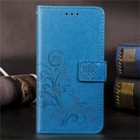 Lucky Clover ingedrukt bloemen patroon lederen case voor Huawei Honor 9X Pro met houder & kaartsleuven & portemonnee & hand strap (blauw)