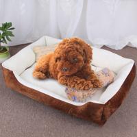 Hond bot patroon grote zachte warme kennel huisdier hond kat mat deken met deken grootte: S 60 × 45 × 15cm (bruin wit)