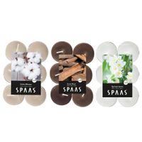 Candles by Spaas geurkaarsen - 36x stuks in 3 geuren - Maxi theelichtjes van 4.5 branduren