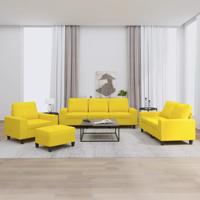 4-delige Loungeset stof lichtgeel