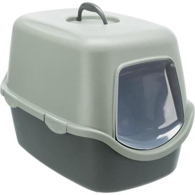 TRIXIE Vico kattenbak - Deksel - Gerecycled - 40 × 40 × 56 cm - Antraciet en grijsgroen